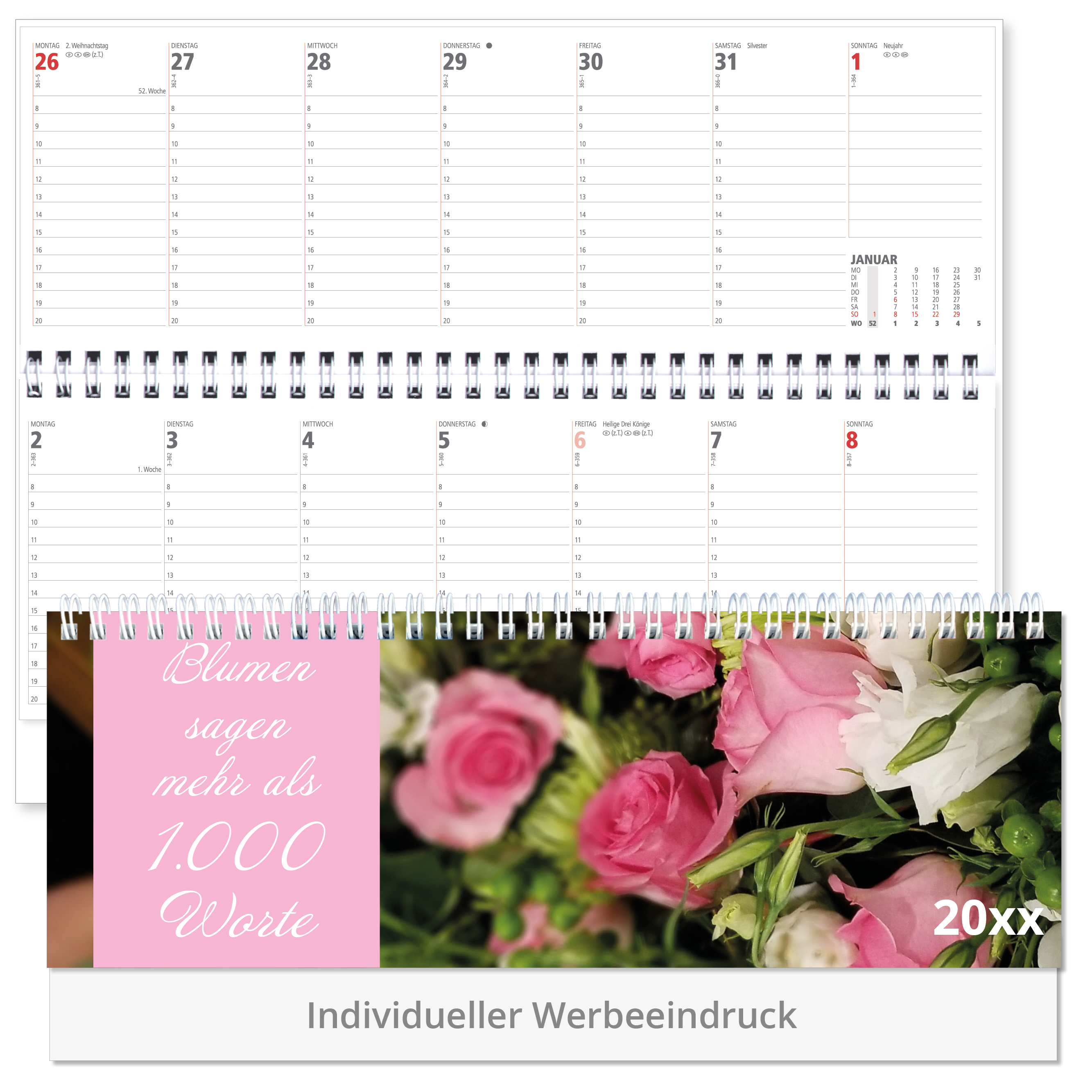 Tischquerkalender Maxima 2025 in Rot