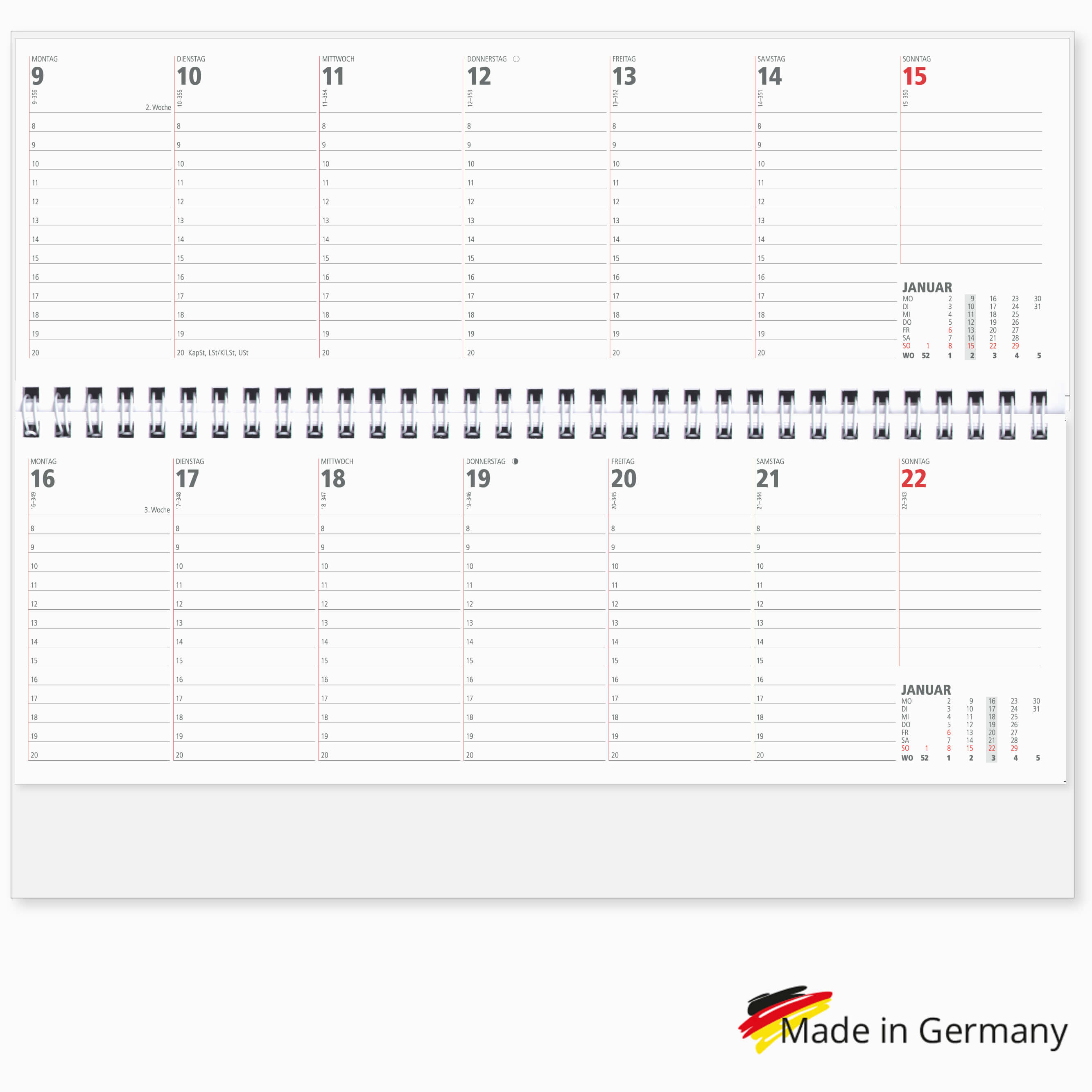Tischquerkalender Maxima 2025 in Rot