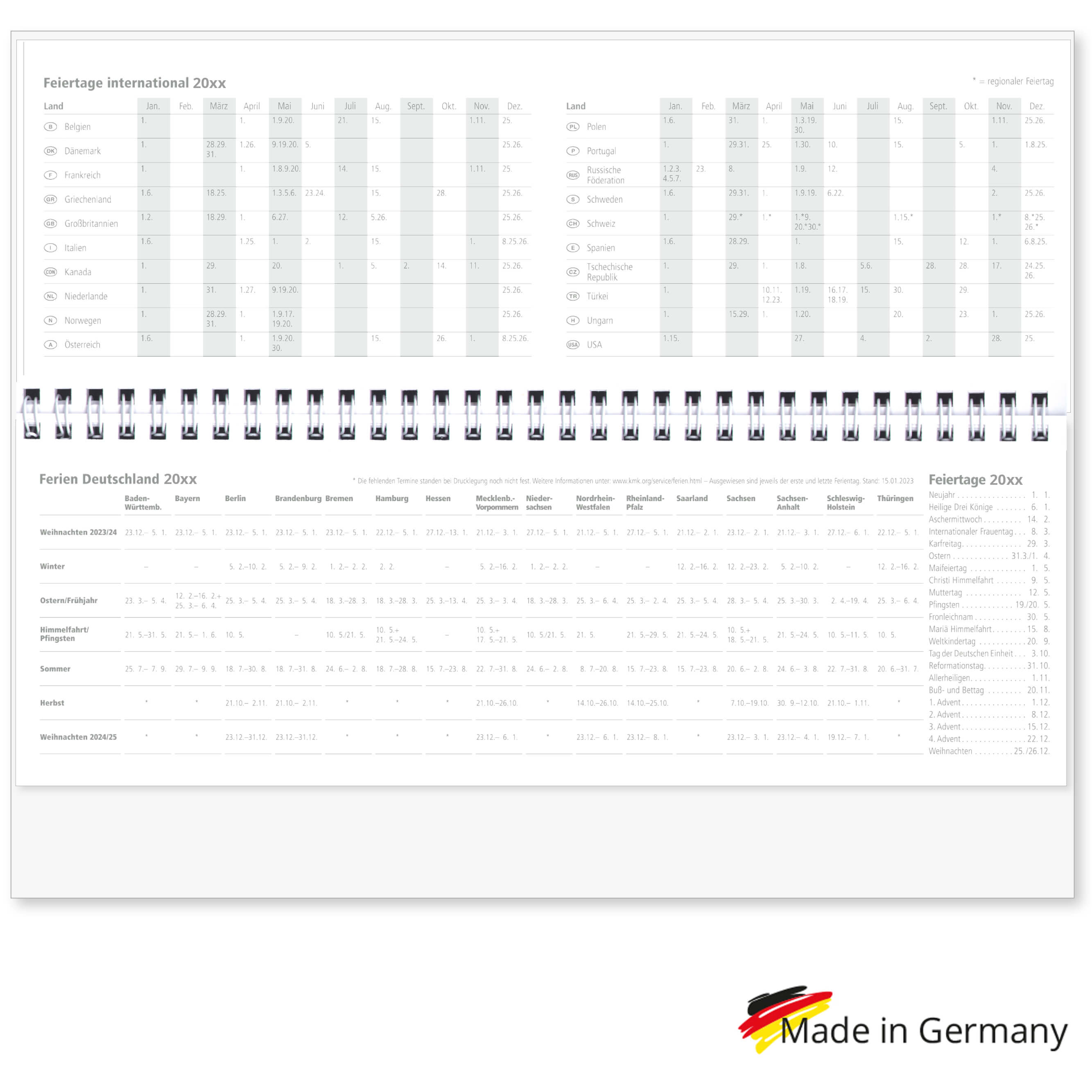Tischquerkalender Contacta 2025 in Rot