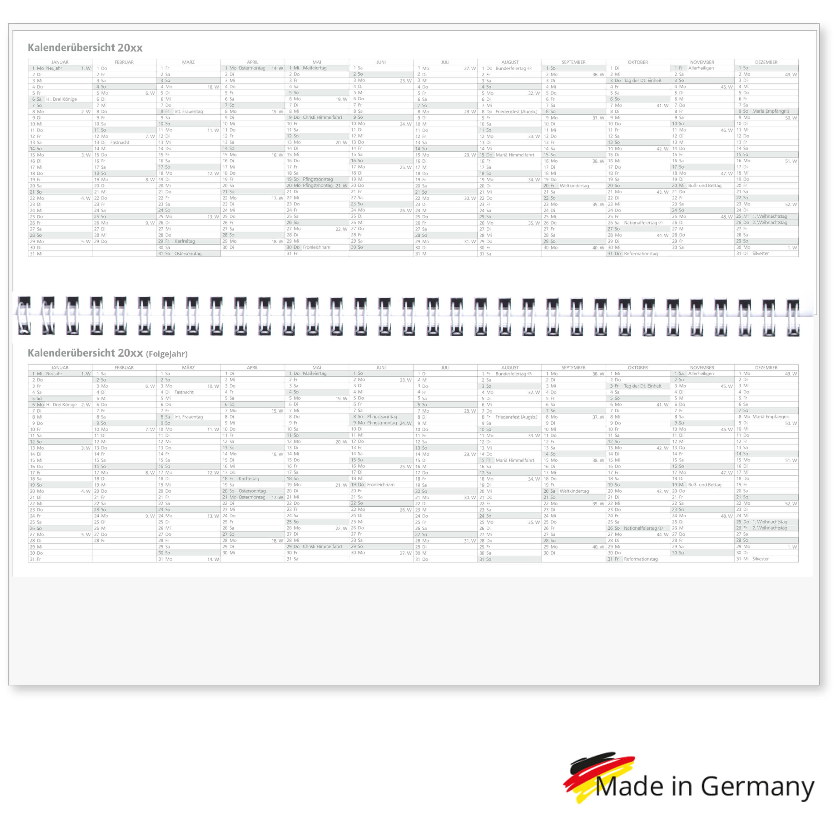 Tischquerkalender Contacta 2025 in Rot