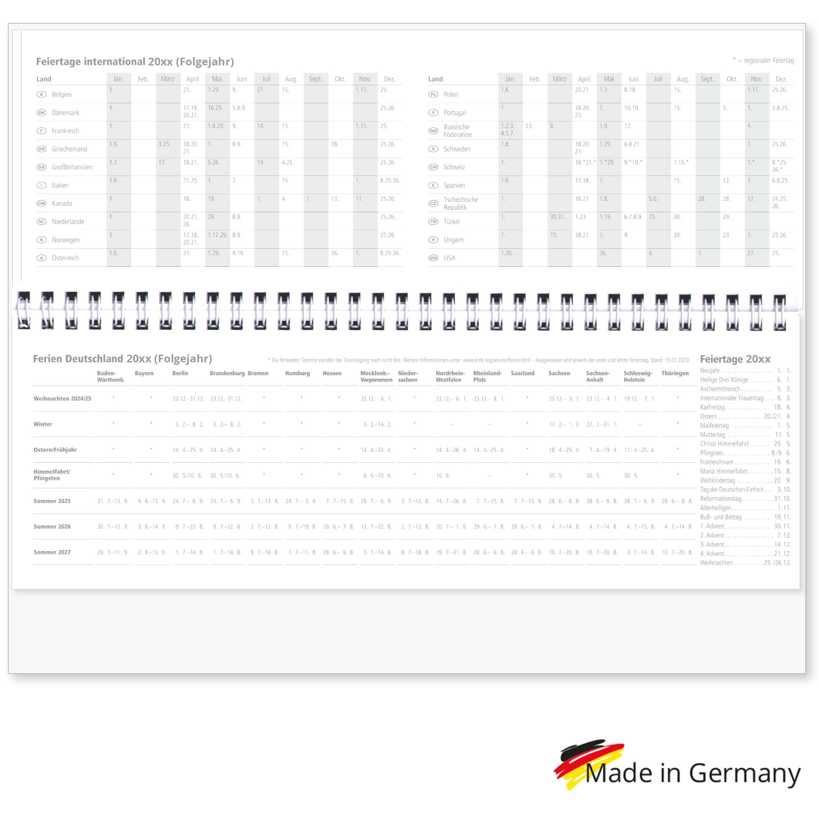 Tischquerkalender Contacta 2025 in Rot