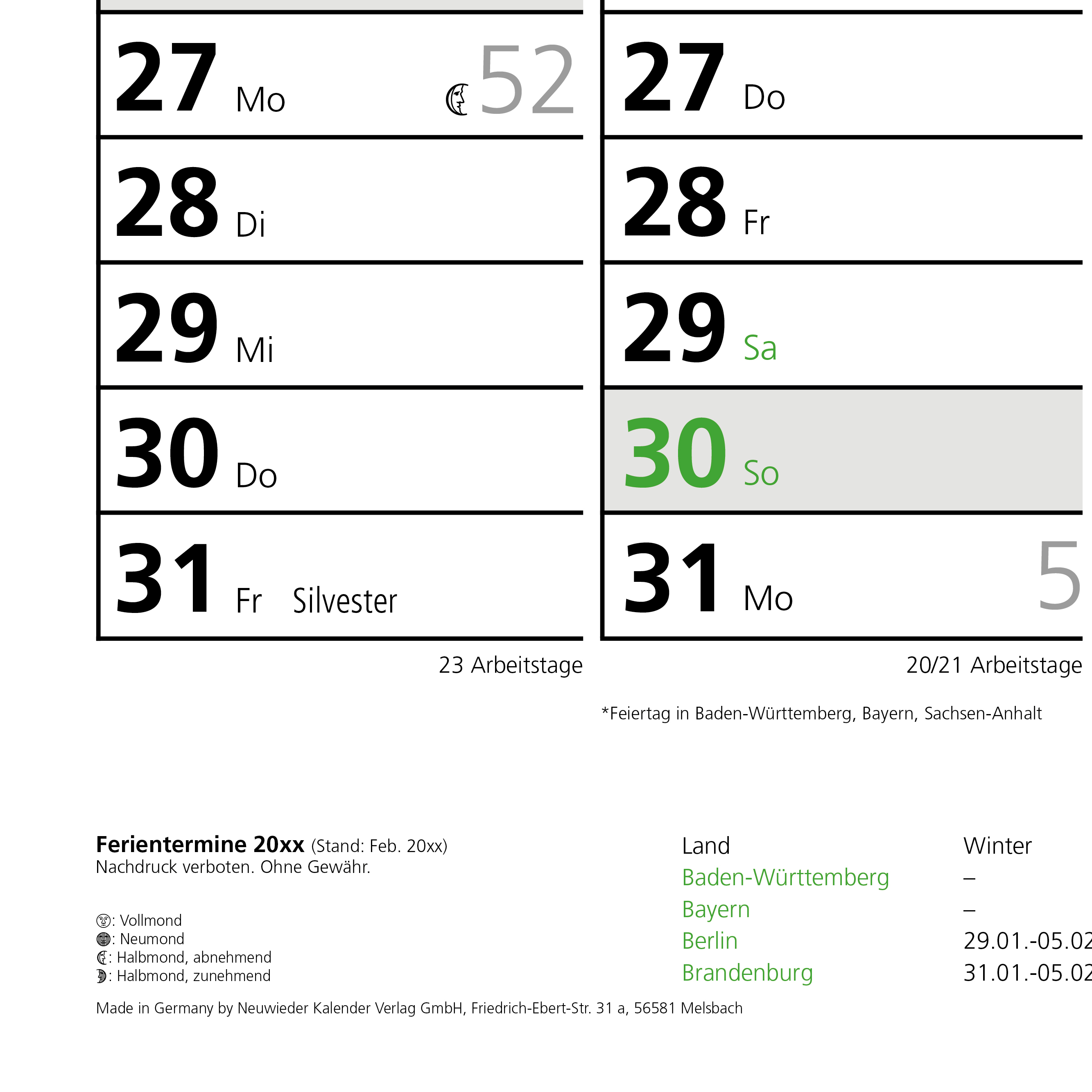 Plakatkalender Parva