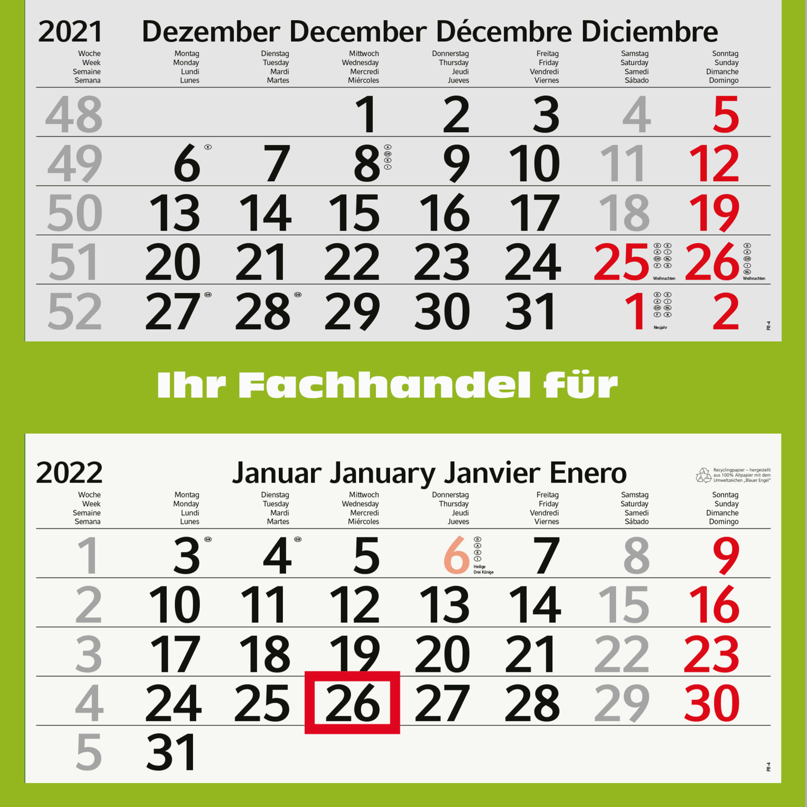 4-Monatskalender 2025 Profil 4 Recycling